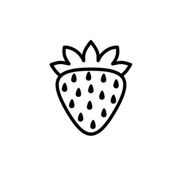 Outline, simple vector strawberry icon isolated on white background. Illustrazione stock