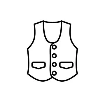 Outline, simple vector vest icon isolated on white background. Stock Illustration