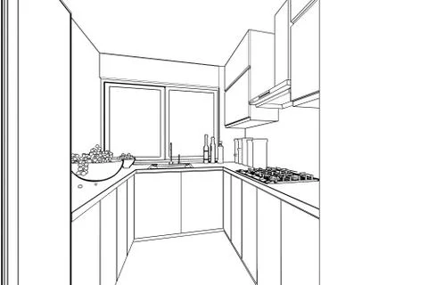 Outline sketch of a interior Stock Illustration