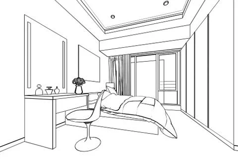 Outline sketch of a interior Stock Illustration