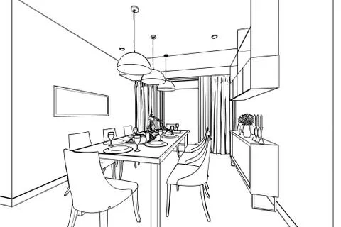 Outline sketch of a interior Stock Illustration