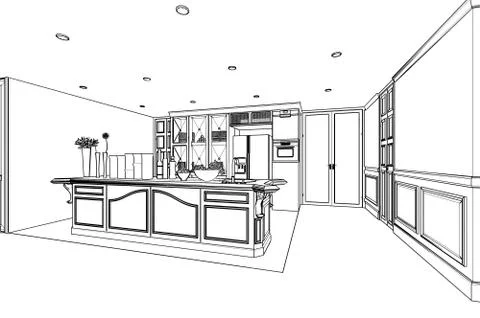 Outline sketch of a interior Stock Illustration