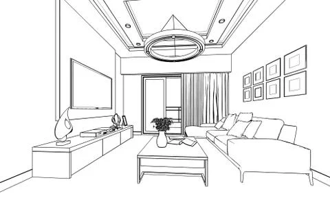 Outline sketch of a interior Stock Illustration