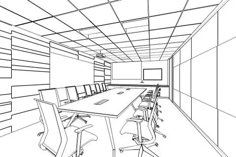 Outline sketch of a interior Stock Illustration
