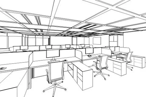 Outline sketch of a interior Stock Illustration