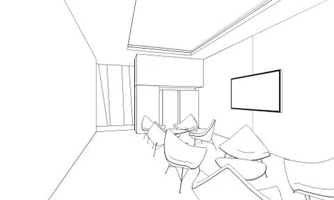 Outline sketch of a interior Stock Illustration