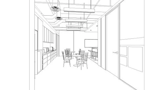 Outline sketch of a interior Stock Illustration