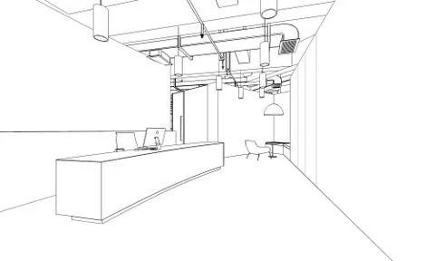 Outline sketch of a interior Stock Illustration