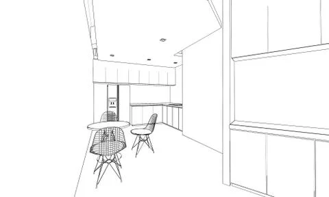 Outline sketch of a interior Stock Illustration