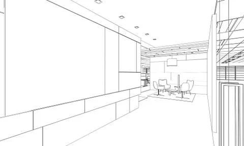 Outline sketch of a interior Stock Illustration