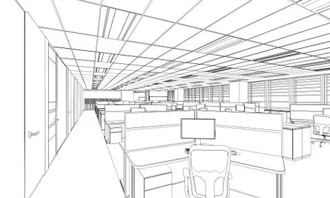 Outline sketch of a interior Stock Illustration