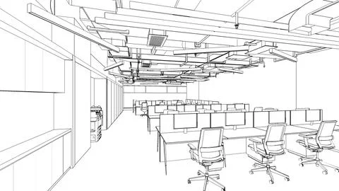 Outline sketch of a interior Stock Illustration