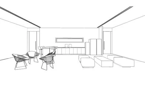 Outline sketch of a interior Stock Illustration