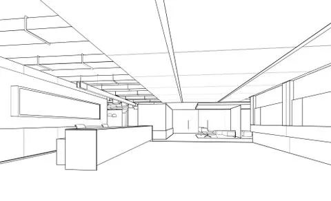 Outline sketch of a interior Stock Illustration