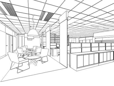 Outline sketch of a interior Stock Illustration