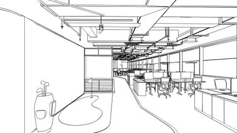 Outline sketch of a interior Stock Illustration