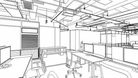 Outline sketch of a interior Stock Illustration