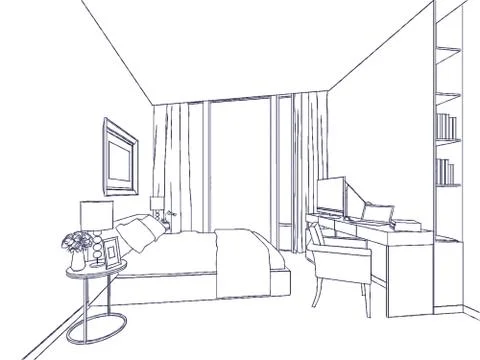 Outline sketch of a interior Stock Illustration