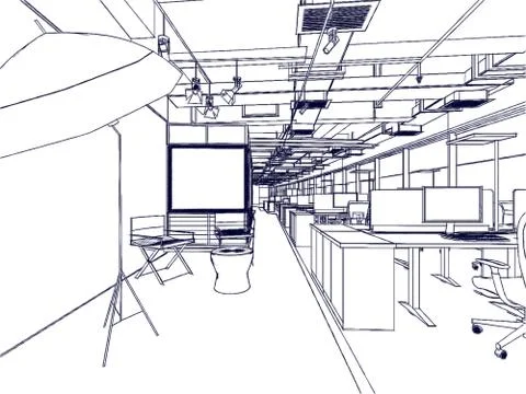 Outline sketch of a interior Stock Illustration
