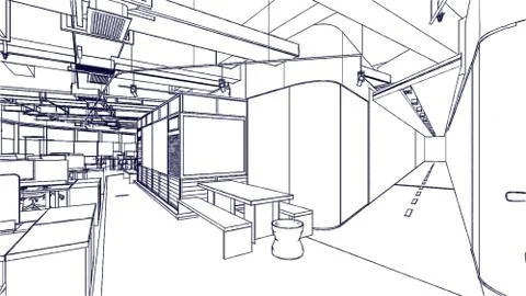 Outline sketch of a interior Stock Illustration