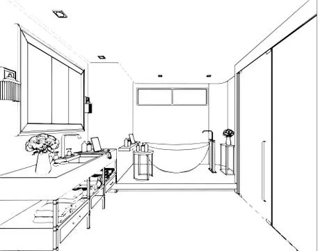 Outline sketch of a interior Stock Illustration