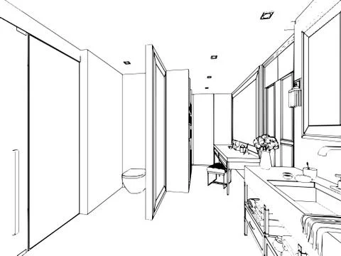 Outline sketch of a interior Stock Illustration