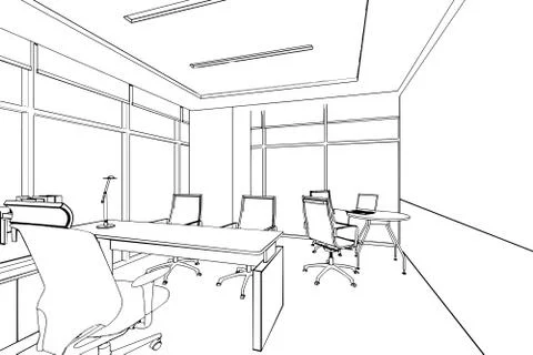 Outline sketch of a interior Stock Illustration