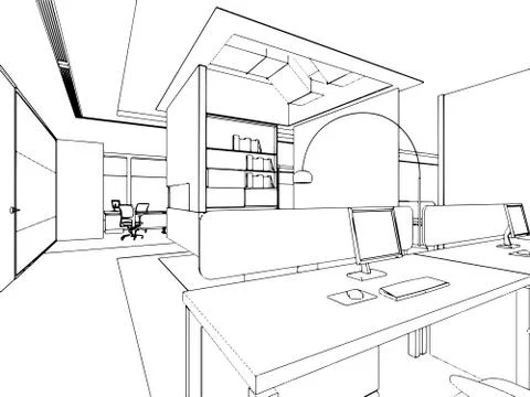Outline sketch of a interior Stock Illustration
