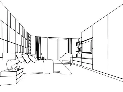 Outline sketch of a interior Stock Illustration