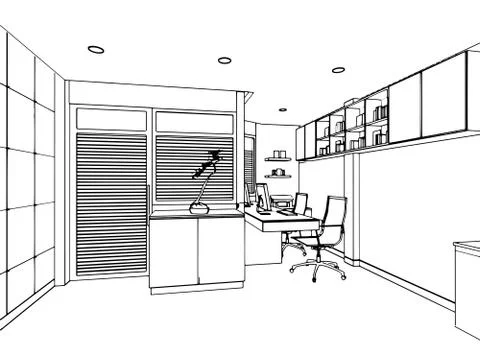 Outline sketch of a interior Stock Illustration