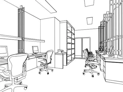 Outline sketch of a interior Stock Illustration