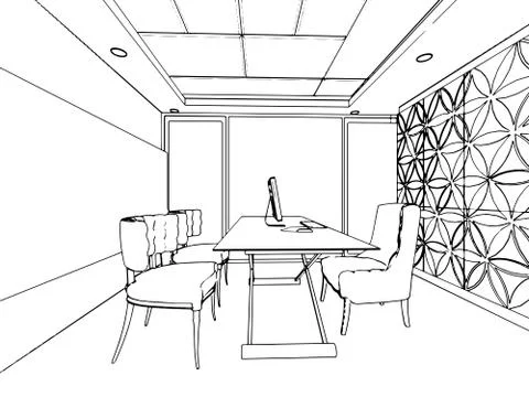 Outline sketch of a interior Stock Illustration