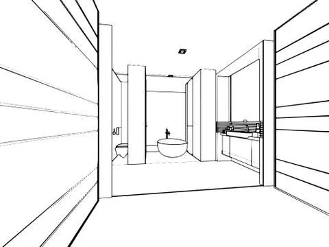 Outline sketch of a interior Stock Illustration