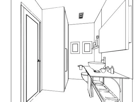 Outline sketch of a interior Stock Illustration