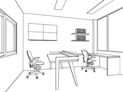 Outline sketch of a interior Stock Illustration