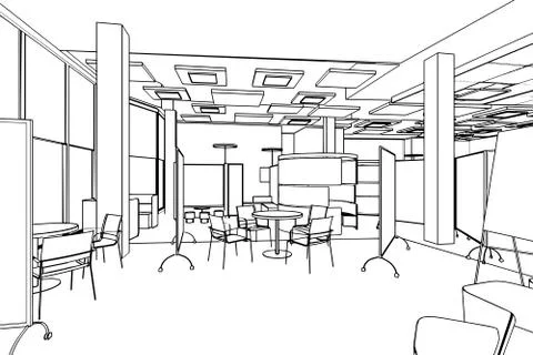 Outline sketch of a interior Stock Illustration