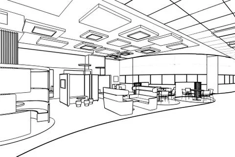 Outline sketch of a interior Stock Illustration