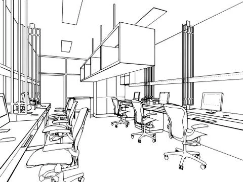 Outline sketch of a interior Stock Illustration
