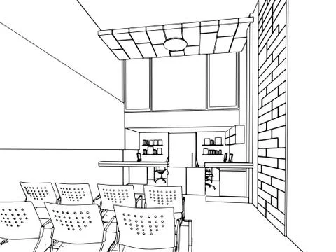 Outline sketch of a interior Stock Illustration