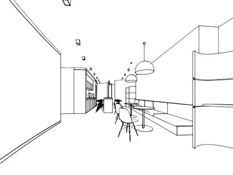 Outline sketch of a interior Stock Illustration