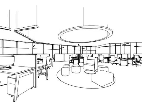 Outline sketch of a interior Stock Illustration