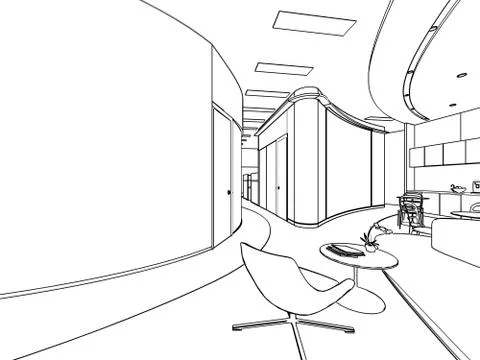 Outline sketch of a interior Stock Illustration