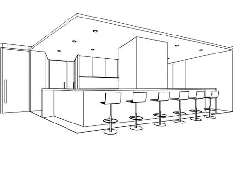 Outline sketch of a interior Stock Illustration