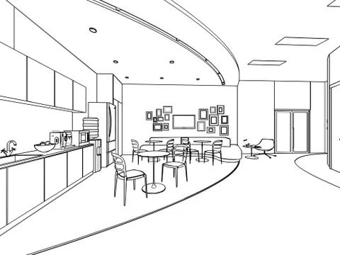 Outline sketch of a interior Stock Illustration