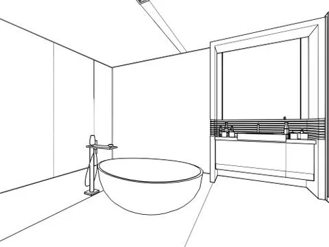 Outline sketch of a interior Stock Illustration