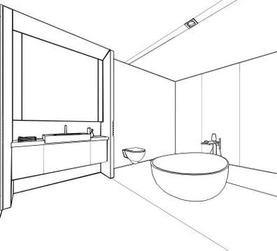 Outline sketch of a interior Stock Illustration