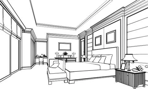 Outline sketch of a interior Stock Illustration