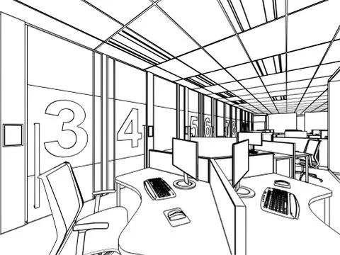 Outline sketch of a interior Stock Illustration