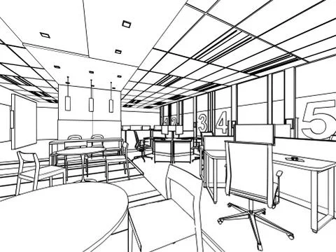 Outline sketch of a interior Stock Illustration