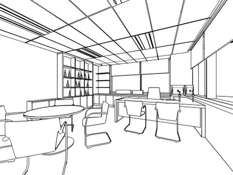 Outline sketch of a interior Stock Illustration